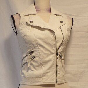 Pretty Little Liars by Aeropostale White Faux Leather Zipper Vest